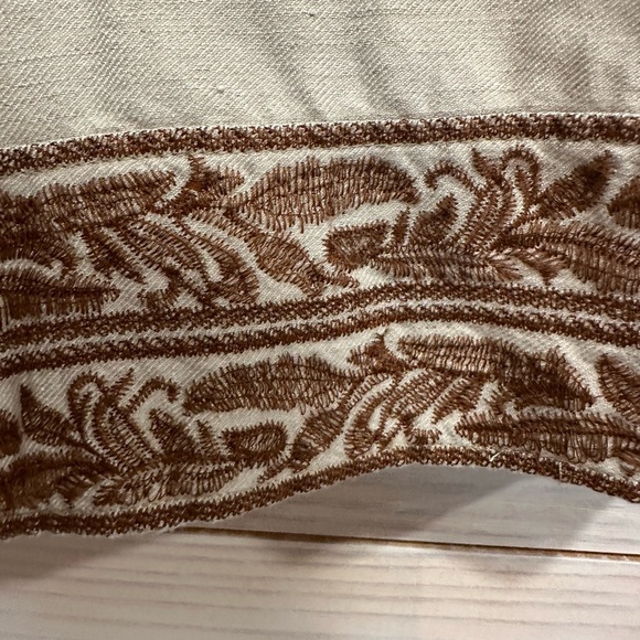 J. Jill Textured Cream Mid Calf Linen Pants - Picture 2 of 6